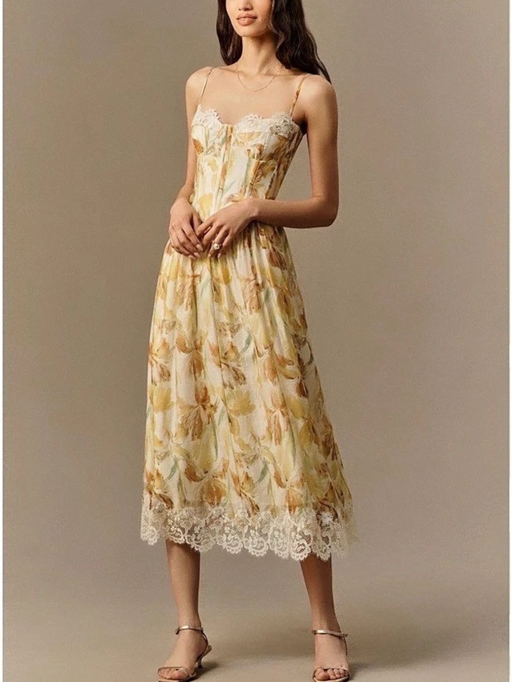 Bardot Ashta Lace Midi Dress in Yellow SIZE 10